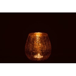 Photophore rond en verre or 16.5x16.5x17 cm
