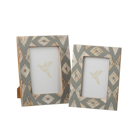 Cadre photo 13x18cm en bois bleu gris 19x24cm