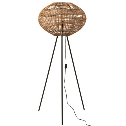LAMPE TREPIED ROTIN/METAL MARRON/NOIR LARGE
