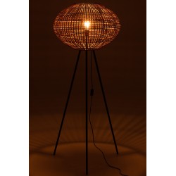 LAMPE TREPIED ROTIN/METAL MARRON/NOIR LARGE