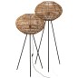 LAMPE TREPIED ROTIN/METAL MARRON/NOIR LARGE
