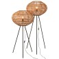 LAMPE TREPIED ROTIN/METAL MARRON/NOIR LARGE