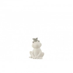 Grenouille en céramique blanc 8x7x10.5 cm