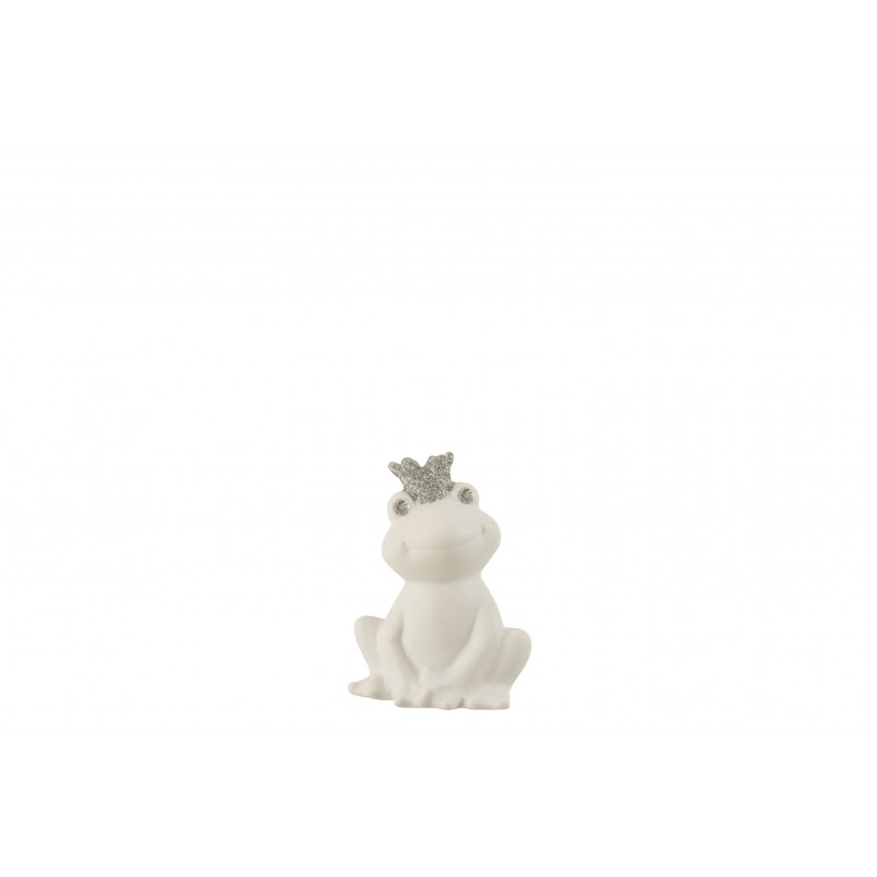 Grenouille en céramique blanc 8x7x10.5 cm