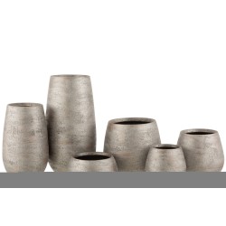 VASE IRREGULIER RUGUEUX CERAMIQUE ARGENT LARGE