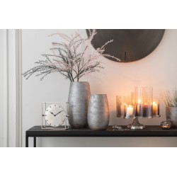 VASE IRREGULIER RUGUEUX CERAMIQUE ARGENT LARGE