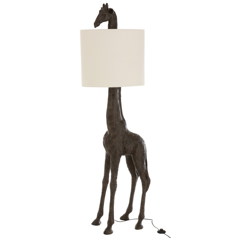 LAMPE GIRAFE RESINE MARRON FONCE