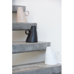 Vase incliné en céramique blanc 13x12x17 cm