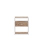 Mueble auxiliar con 1 cajón de madera natural y metal blanco 50x30x61cm.