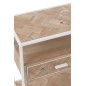 Mueble auxiliar con 1 cajón de madera natural y metal blanco 50x30x61cm.