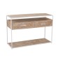 Console avec tiroirs en bois naturel et métal blanc 120x40x80cm Console avec tiroirs en bois naturel et métal blanc 120x40x80cm
