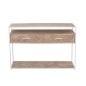 Console avec tiroirs en bois naturel et métal blanc 120x40x80cm Console avec tiroirs en bois naturel et métal blanc 120x40x80cm