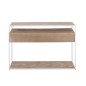 Console avec tiroirs en bois naturel et métal blanc 120x40x80cm Console avec tiroirs en bois naturel et métal blanc 120x40x80cm