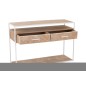 Console avec tiroirs en bois naturel et métal blanc 120x40x80cm Console avec tiroirs en bois naturel et métal blanc 120x40x80cm