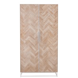 ARMOIRE HAUTE 2 PORTES ZIGZAG BOIS/METAL NATUREL/BLANC