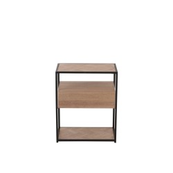 TABLE GIGOGNE ZIGZAG 1 TIROIR BOIS/METAL NATUREL/NOIR