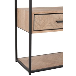 TABLE GIGOGNE ZIGZAG 1 TIROIR BOIS/METAL NATUREL/NOIR
