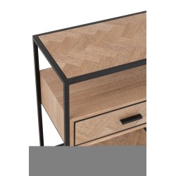 TABLE GIGOGNE ZIGZAG 1 TIROIR BOIS/METAL NATUREL/NOIR
