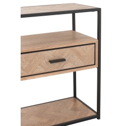 TABLE GIGOGNE ZIGZAG 1 TIROIR BOIS/METAL NATUREL/NOIR