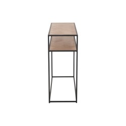 Consola de madera natural y metal negro de 100x35x85cm.