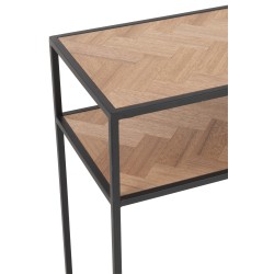 Consola de madera natural y metal negro de 100x35x85cm.