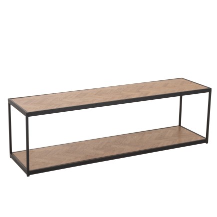 Mesa de centro de madera natural y metal negro 150x40x44cm