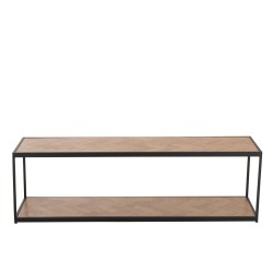 Mesa de centro de madera natural y metal negro 150x40x44cm