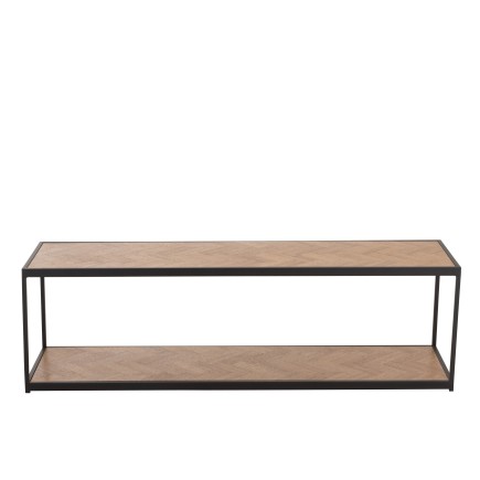 Mesa de centro de madera natural y metal negro 150x40x44cm