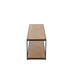 Mesa de centro de madera natural y metal negro 150x40x44cm