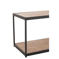 Mesa de centro de madera natural y metal negro 150x40x44cm