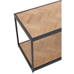 Mesa de centro de madera natural y metal negro 150x40x44cm