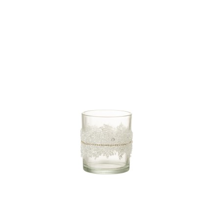Photophore en verre transparent 9x9x10 cm