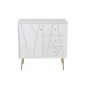 Armoire basse 1 porte et 3 tiroirs en bois et métal blanc et or 80x40x83cm Armoire basse 1 porte et 3 tiroirs en bois et métal blanc et or 80x40x83cm