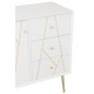 Armoire basse 1 porte et 3 tiroirs en bois et métal blanc et or 80x40x83cm Armoire basse 1 porte et 3 tiroirs en bois et métal blanc et or 80x40x83cm
