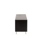 Meuble bas 4 tiroirs et 2 portes en bois noir et métal or 150x45x60cm Meuble bas 4 tiroirs et 2 portes en bois noir et métal or 150x45x60cm