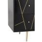 Meuble bas 4 tiroirs et 2 portes en bois noir et métal or 150x45x60cm Meuble bas 4 tiroirs et 2 portes en bois noir et métal or 150x45x60cm