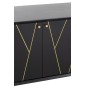 Meuble bas 4 tiroirs et 2 portes en bois noir et métal or 150x45x60cm Meuble bas 4 tiroirs et 2 portes en bois noir et métal or 150x45x60cm