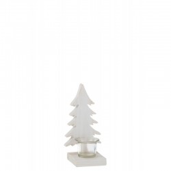 Photophore de Noël en bois blanc 10x9.5x20 cm
