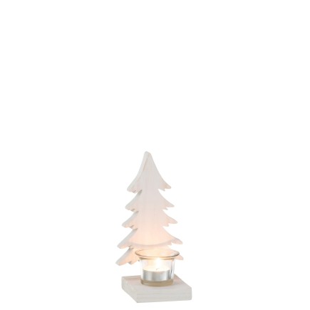 Photophore de Noël en bois blanc 10x9.5x20 cm