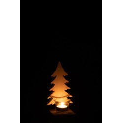 Photophore de Noël en bois blanc 10x9.5x20 cm