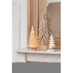 Photophore de Noël en bois blanc 10x9.5x20 cm