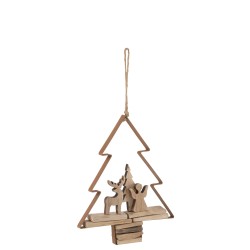 Suspension de Noël en bois marron 21.5x4.5x27.5 cm