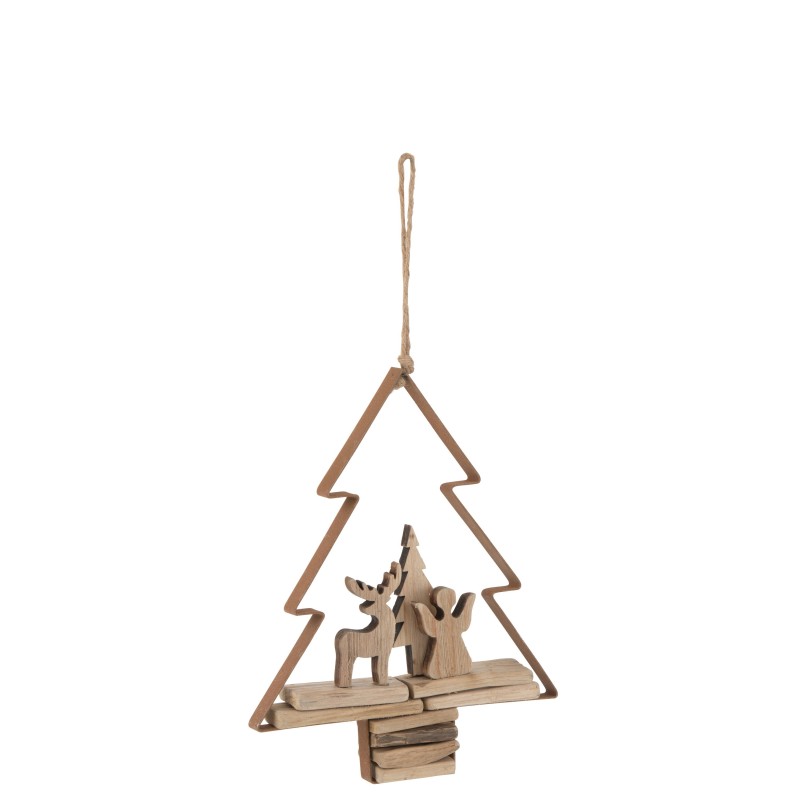 Suspension de Noël en bois marron 21.5x4.5x27.5 cm