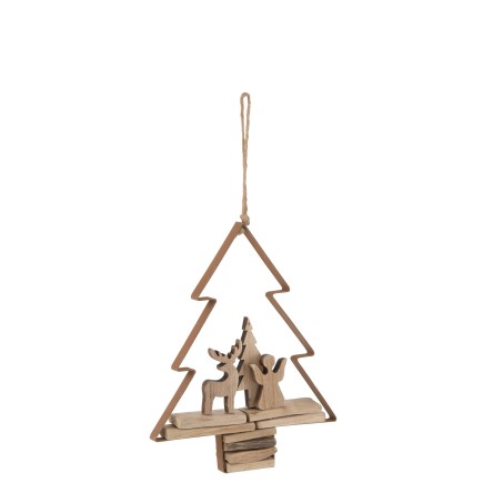 Suspension de Noël en bois marron 21.5x4.5x27.5 cm