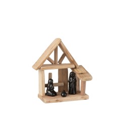 Crèche de Noël en bois marron 18x10x20 cm