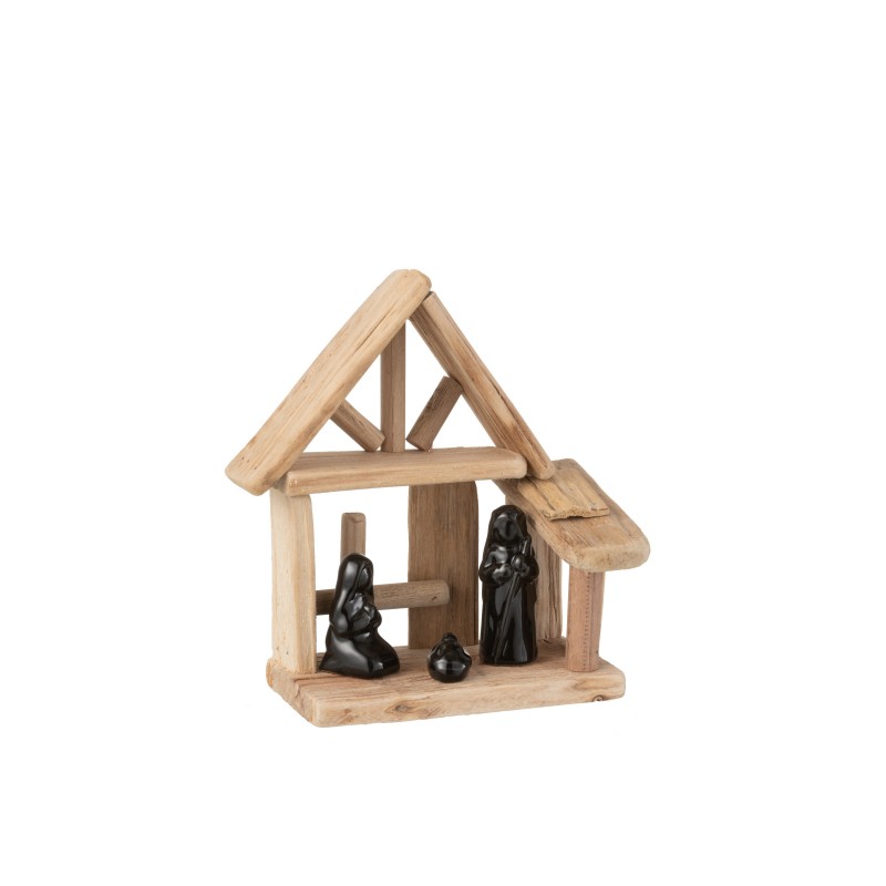 Crèche de Noël en bois marron 18x10x20 cm