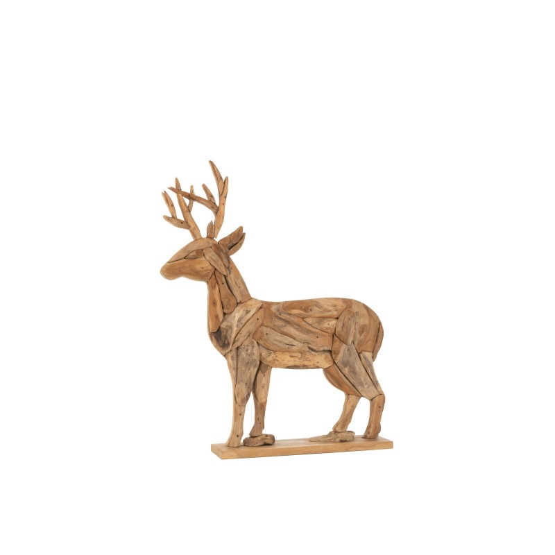 Cerf en bois naturel 59x12x66cm Cerf en bois naturel 59x12x66cm