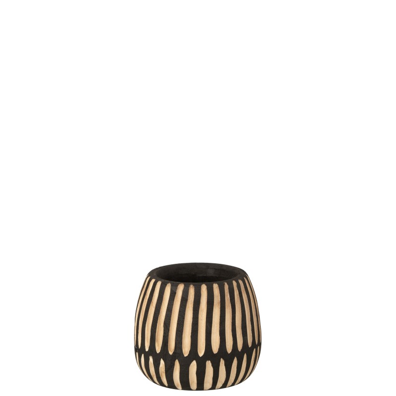 Maceta de madera de paulownia natural y negra 21x21x17cm