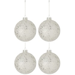 Boite de 4 boules de Noël en verre argent 12x12x12 cm