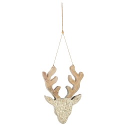 Renne à suspendre en bois de manguier brillant 18x2x48cm